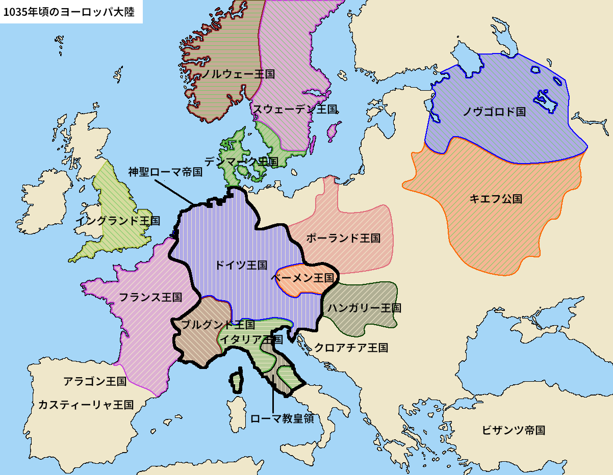 1035年頃のヨーロッパ大陸